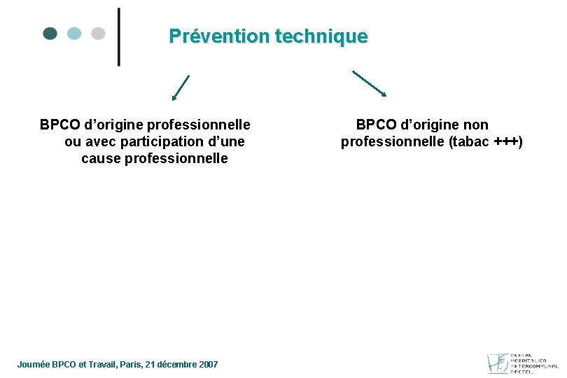 Prévention technique BPCO d’origine professionnelle ou avec participation d’une cause professionnelle Journée BPCO et