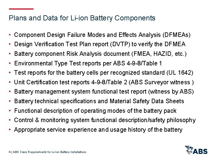 Plans and Data for Li-ion Battery Components • Component Design Failure Modes and Effects