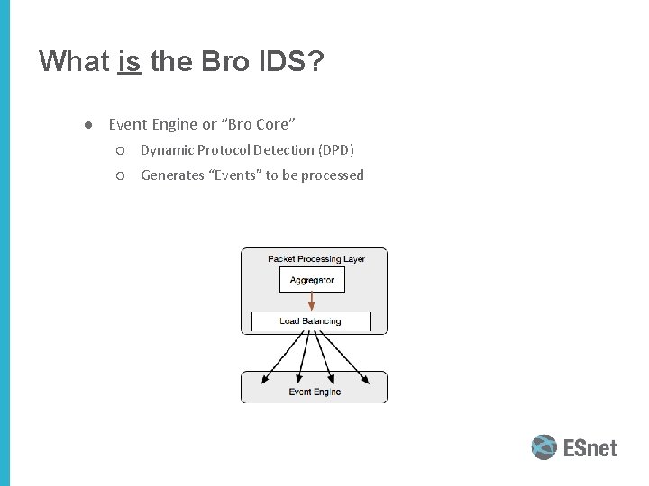 What is the Bro IDS? ● Event Engine or “Bro Core” ○ Dynamic Protocol