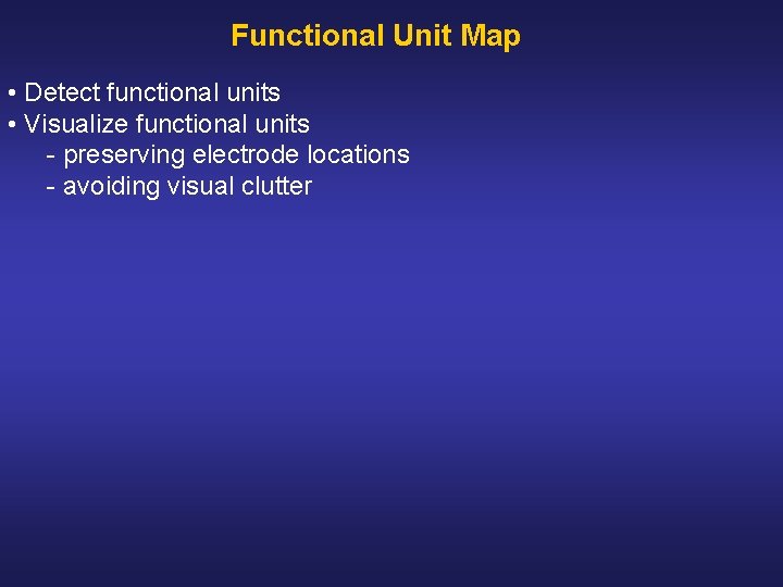 Functional Unit Map • Detect functional units • Visualize functional units preserving electrode locations