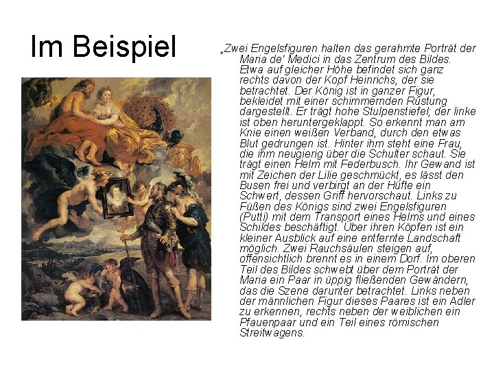 Im Beispiel „Zwei Engelsfiguren halten das gerahmte Porträt der Maria de‘ Medici in das