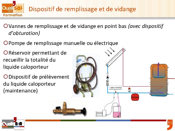 Dispositif de remplissage et de vidange ¡Vannes de remplissage et de vidange en point