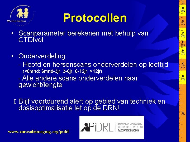 Protocollen • Scanparameter berekenen met behulp van CTDIvol • Onderverdeling: - Hoofd en hersenscans