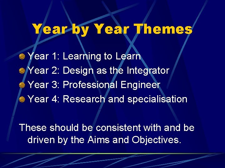 Year by Year Themes Year 1: Learning to Learn Year 2: Design as the