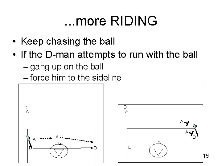 . . . more RIDING • Keep chasing the ball • If the D-man