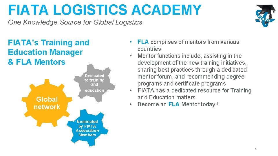FIATA LOGISTICS ACADEMY One Knowledge Source for Global Logistics FIATA’s Training and Education Manager