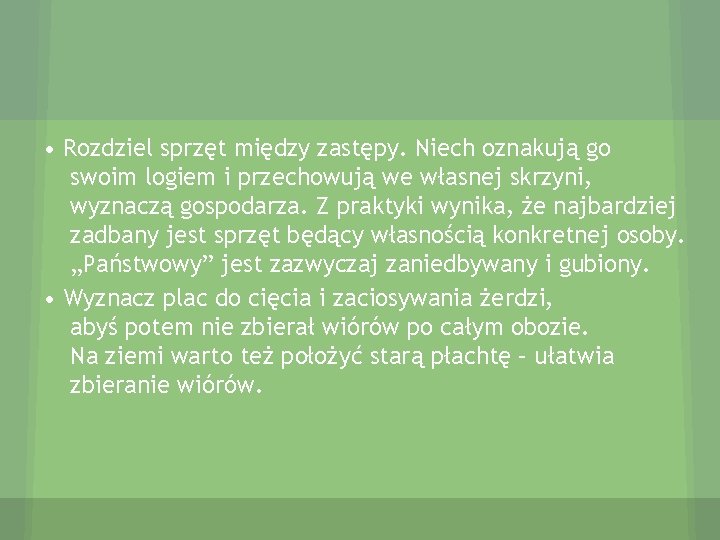  • Rozdziel sprzęt między zastępy. Niech oznakują go swoim logiem i przechowują we