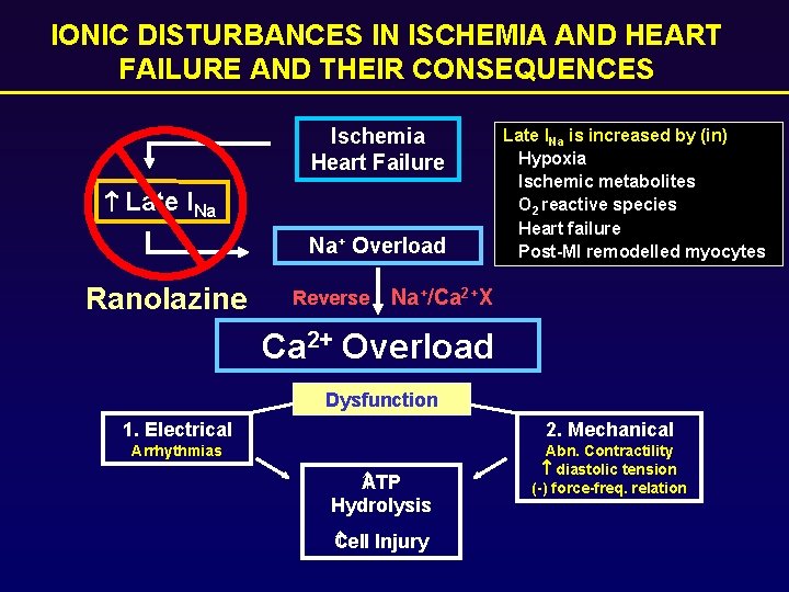 IONIC DISTURBANCES IN ISCHEMIA AND HEART FAILURE AND THEIR CONSEQUENCES Ischemia Heart Failure Late