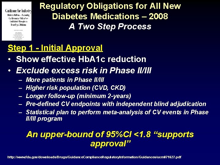Regulatory Obligations for All New Diabetes Medications – 2008 A Two Step Process Step