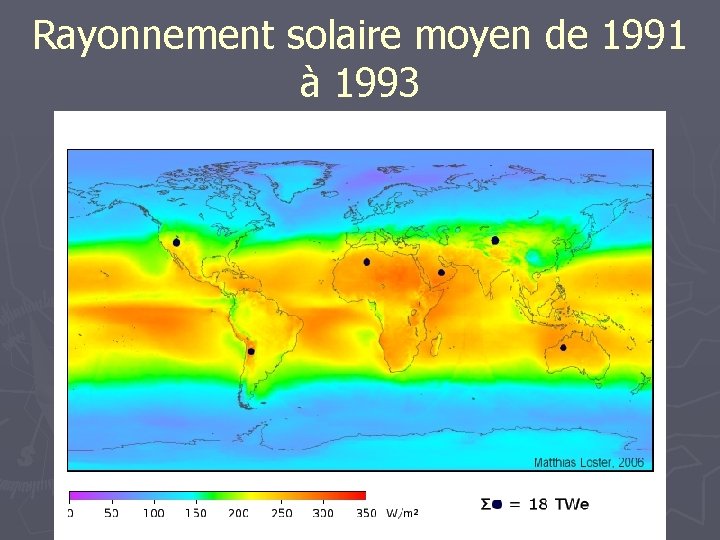 Rayonnement solaire moyen de 1991 à 1993 