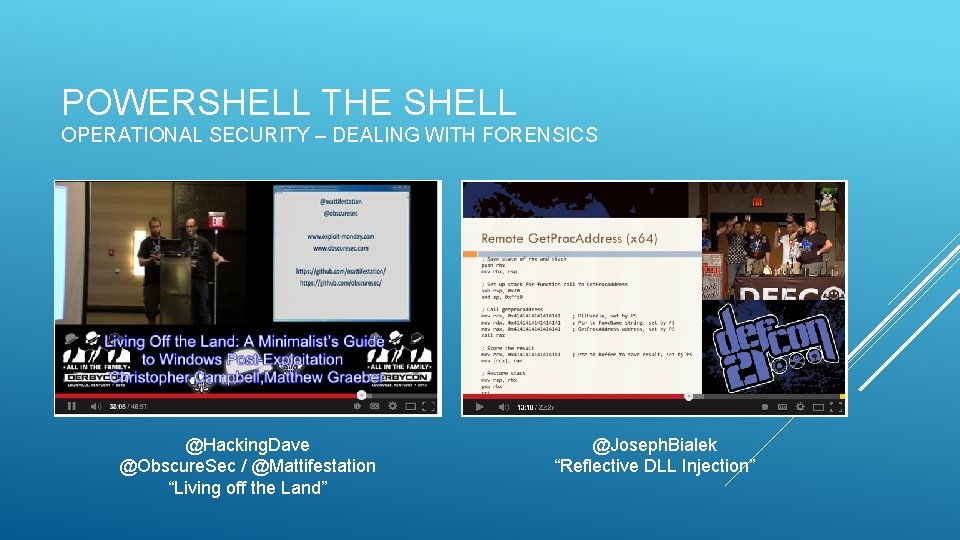 POWERSHELL THE SHELL OPERATIONAL SECURITY – DEALING WITH FORENSICS @Hacking. Dave @Obscure. Sec /