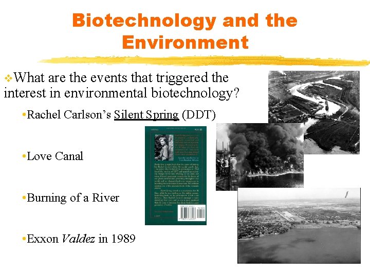 Biotechnology and the Environment v. What are the events that triggered the interest in