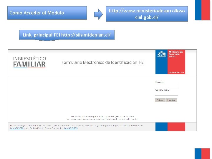  http: //www. ministeriodesarrolloso Como Acceder al Módulo Link, principal FEI http: //siis. mideplan.