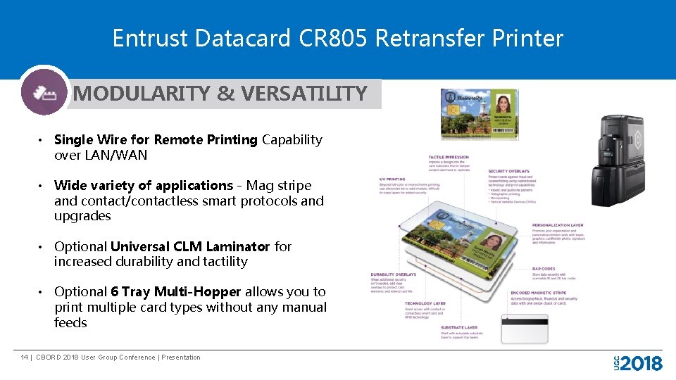 Entrust Datacard CR 805 Retransfer Printer MODULARITY & VERSATILITY • Single Wire for Remote