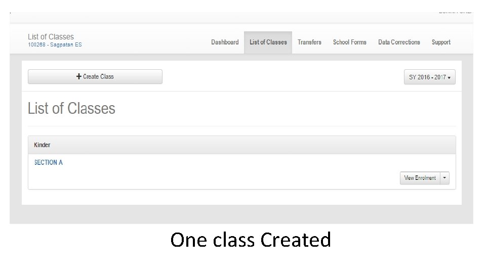 One class Created 