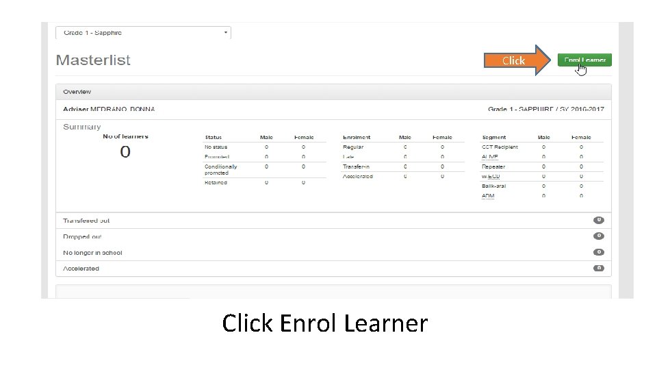 Click Enrol Learner 