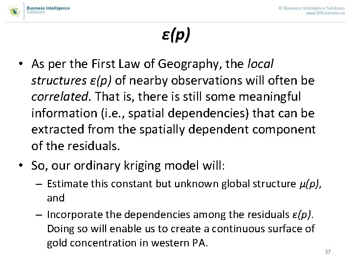 ε(p) • As per the First Law of Geography, the local structures ε(p) of ε(p) • As per the First Law of Geography, the local structures ε(p) of