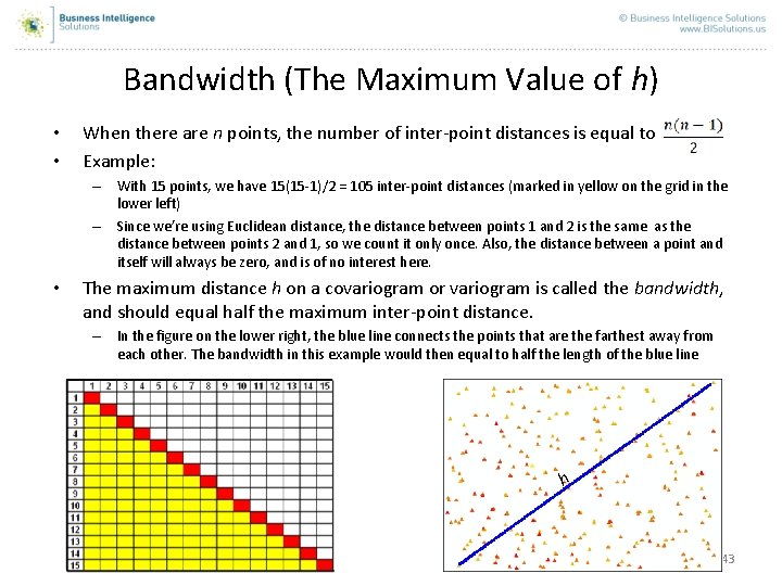 Bandwidth (The Maximum Value of h) • • When there are n points, the Bandwidth (The Maximum Value of h) • • When there are n points, the
