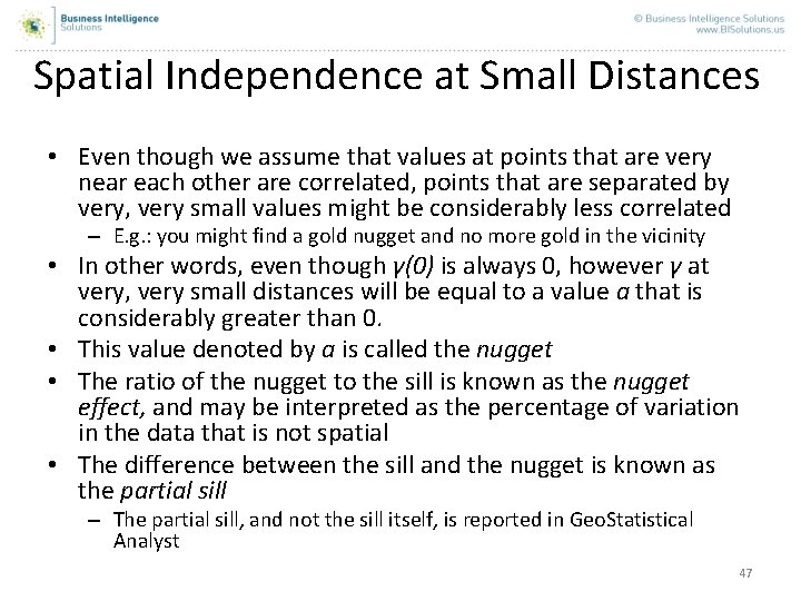 Spatial Independence at Small Distances • Even though we assume that values at points Spatial Independence at Small Distances • Even though we assume that values at points