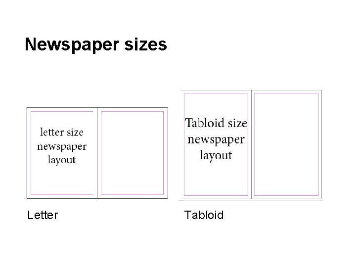 Newspaper sizes Letter Tabloid 