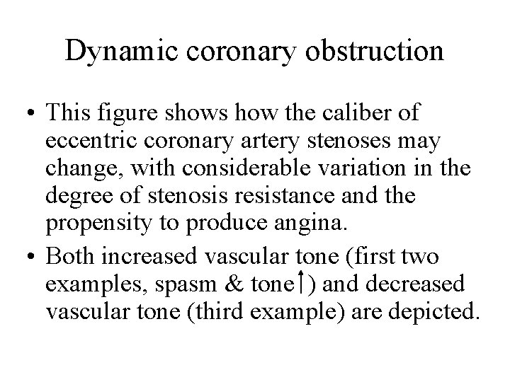 Dynamic coronary obstruction • This figure shows how the caliber of eccentric coronary artery