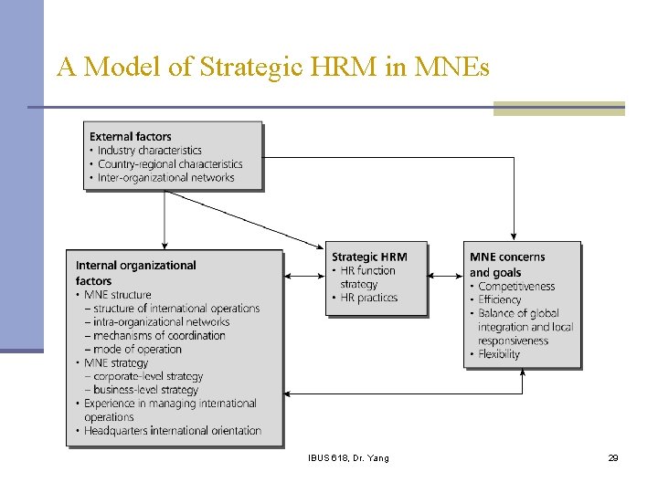 A Model of Strategic HRM in MNEs IBUS 618, Dr. Yang 29 