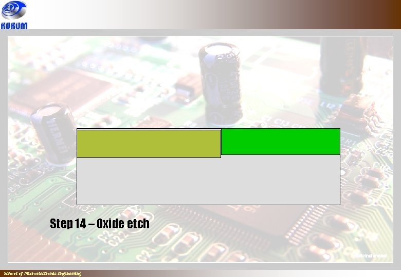 Step 14 – Oxide etch School of Microelectronic Engineering 