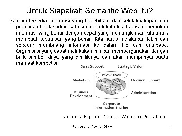 Untuk Siapakah Semantic Web itu? Saat ini tersedia Informasi yang berlebihan, dan ketidakcakapan dari