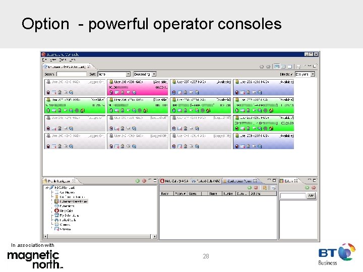 Option - powerful operator consoles In association with 28 