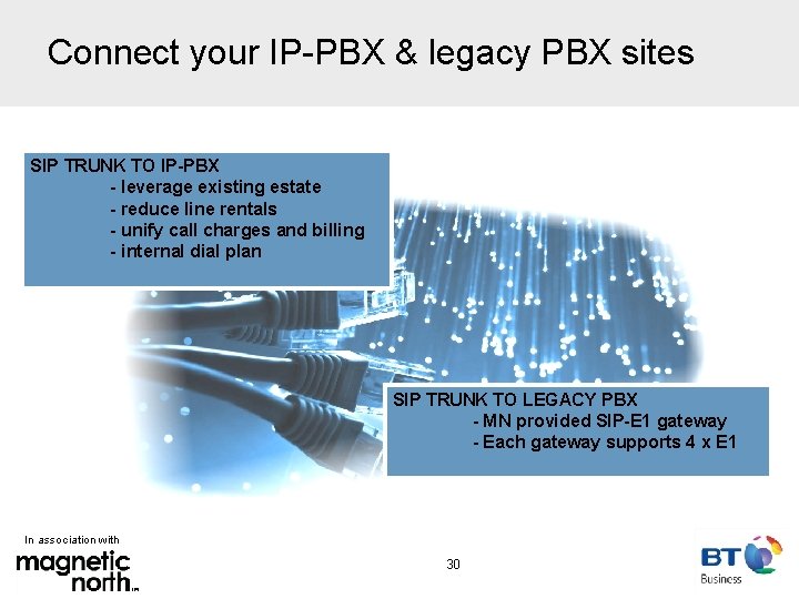 Connect your IP-PBX & legacy PBX sites SIP TRUNK TO IP-PBX - leverage existing
