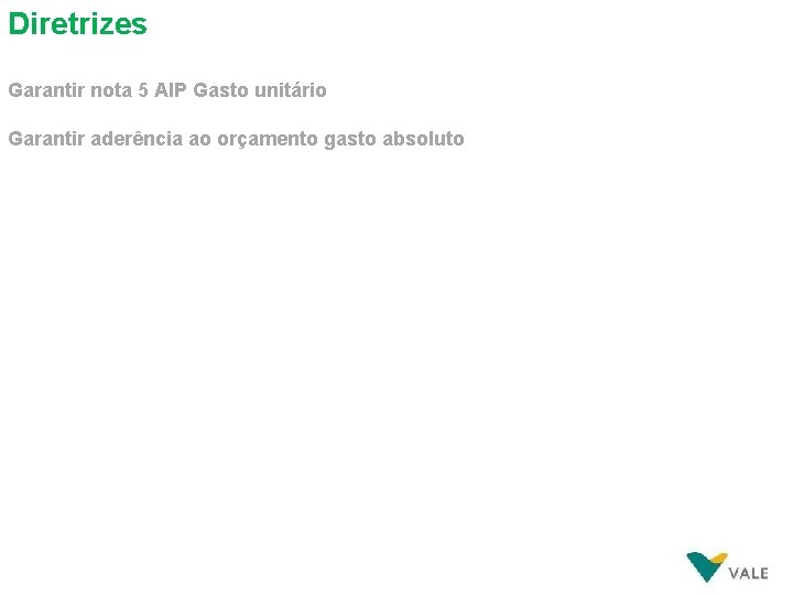 Diretrizes Garantir nota 5 AIP Gasto unitário Garantir aderência ao orçamento gasto absoluto 
