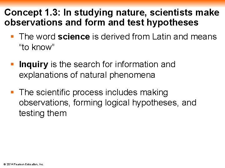 Concept 1. 3: In studying nature, scientists make observations and form and test hypotheses