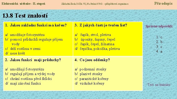 Elektronická učebnice - II. stupeň Základní škola Děčín VI, Na Stráni 879/2 – příspěvková