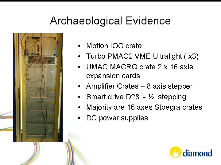 Archaeological Evidence • Motion IOC crate • Turbo PMAC 2 VME Ultralight ( x