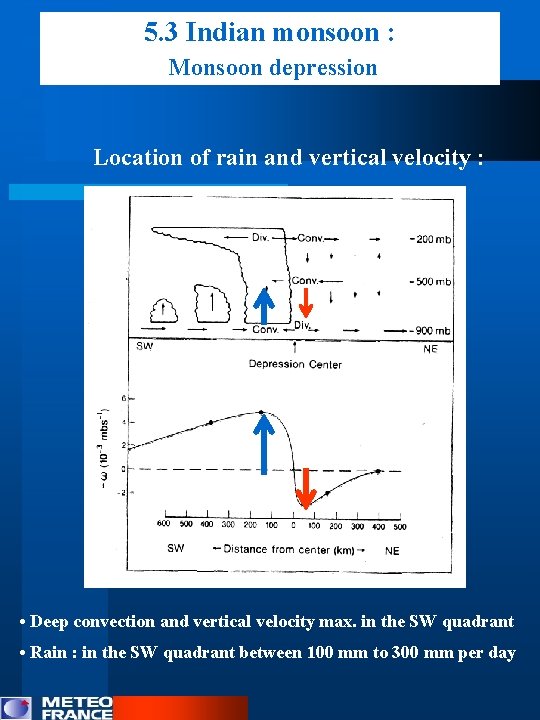 5. 3 Indian monsoon : Monsoon depression Location of rain and vertical velocity :