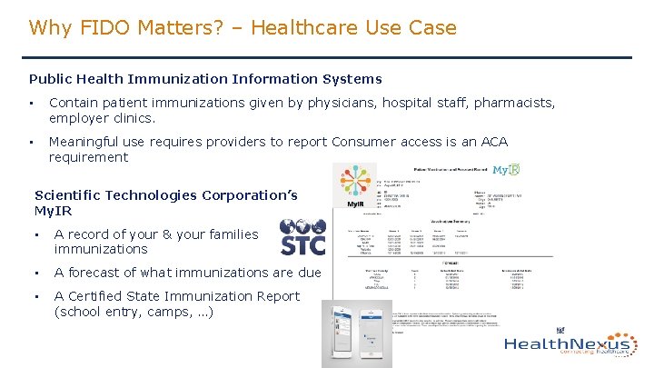 Why FIDO Matters? – Healthcare Use Case Public Health Immunization Information Systems • Contain