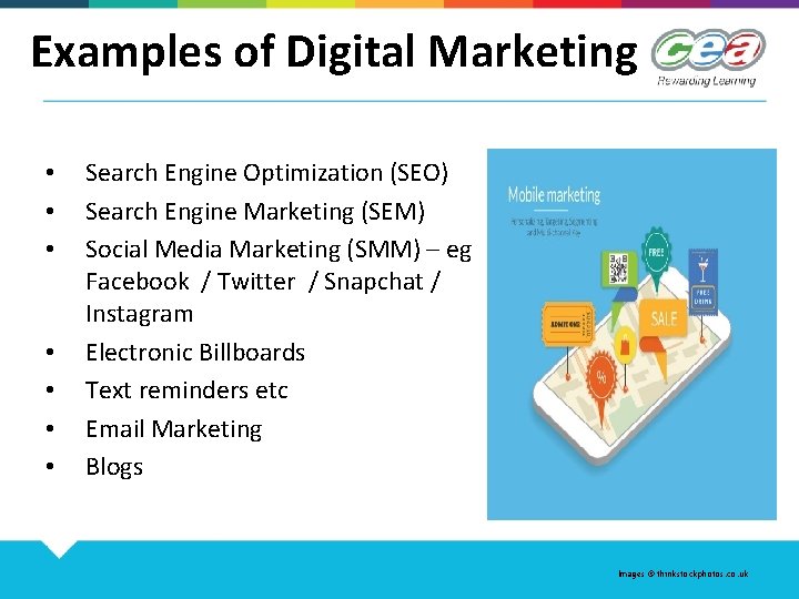 Examples of Digital Marketing • • Search Engine Optimization (SEO) Search Engine Marketing (SEM)