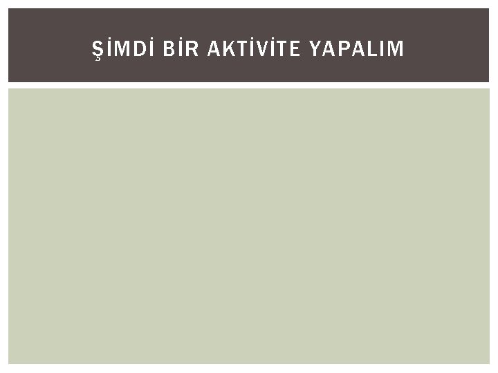 ŞİMDİ BİR AKTİVİTE YAPALIM 