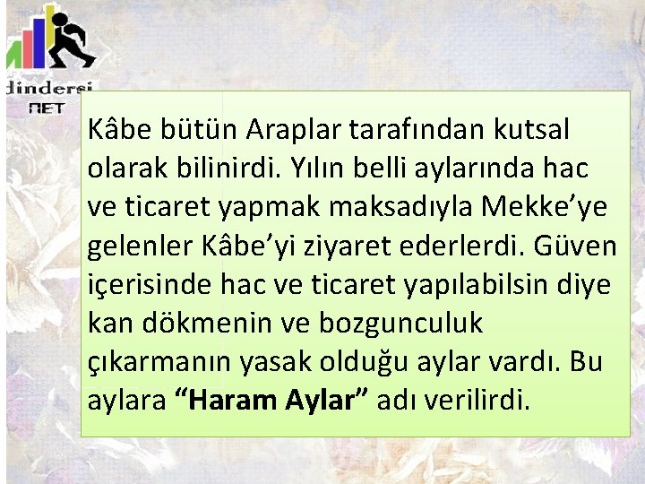 Kâbe bütün Araplar tarafından kutsal olarak bilinirdi. Yılın belli aylarında hac ve ticaret yapmak