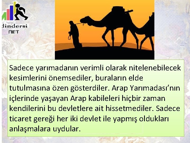 Sadece yarımadanın verimli olarak nitelenebilecek kesimlerini önemsediler, buraların elde tutulmasına özen gösterdiler. Arap Yarımadası’nın