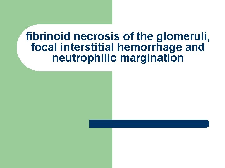 fibrinoid necrosis of the glomeruli, focal interstitial hemorrhage and neutrophilic margination fibrinoid necrosis of the glomeruli, focal interstitial hemorrhage and neutrophilic margination