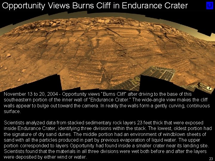 Opportunity Views Burns Cliff in Endurance Crater November 13 to 20, 2004 - Opportunity