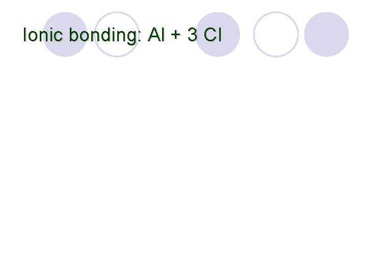 Ionic bonding: Al + 3 Cl 