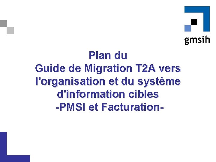 Plan du Guide de Migration T 2 A vers l'organisation et du système d'information