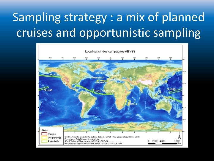 Sampling strategy : a mix of planned cruises and opportunistic sampling 