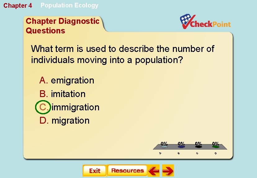 Chapter 4 Population Ecology Chapter Diagnostic Questions What term is used to describe the