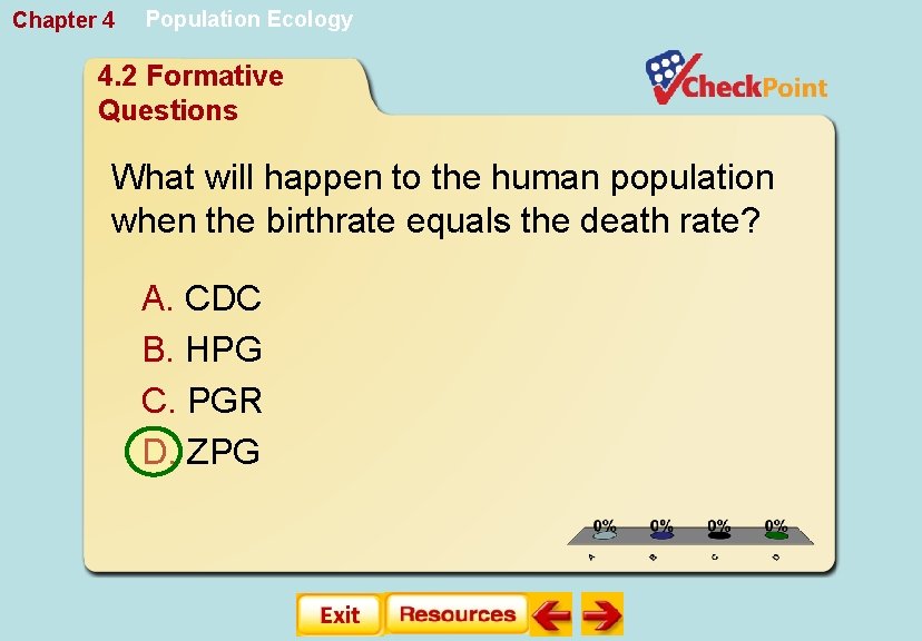 Chapter 4 Population Ecology 4. 2 Formative Questions What will happen to the human