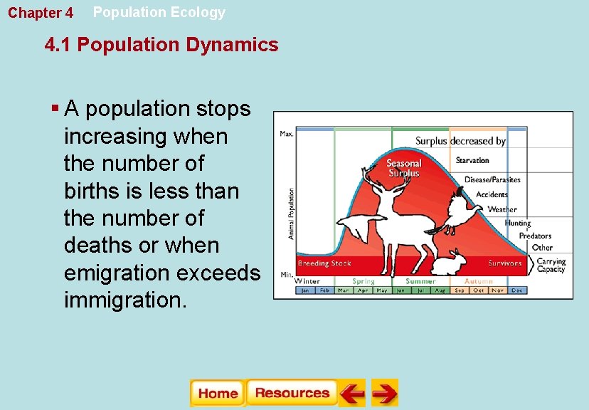 Chapter 4 Population Ecology 4. 1 Population Dynamics § A population stops increasing when