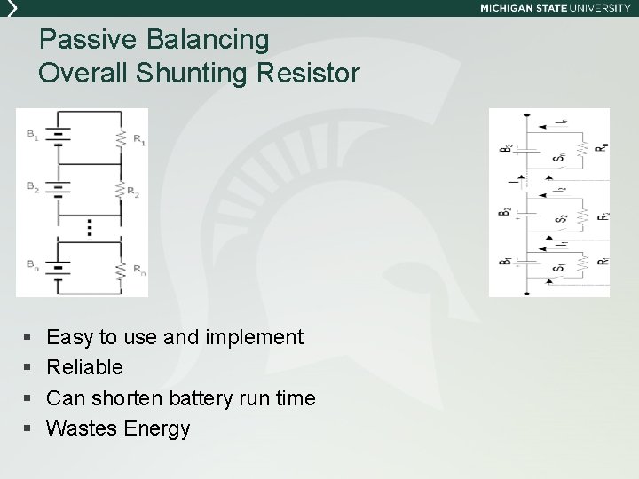 Passive Balancing Overall Shunting Resistor § § Easy to use and implement Reliable Can