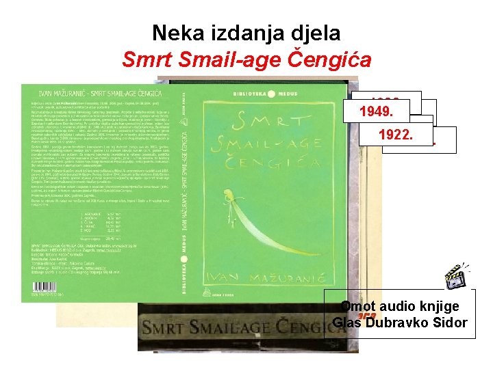 Neka izdanja djela Smrt Smail-age Čengića 1980. 1949. 1904. 1922. 1870. Omot audio knjige